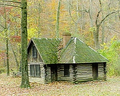 log hunting cabin photo