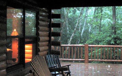 log cabin rain photo