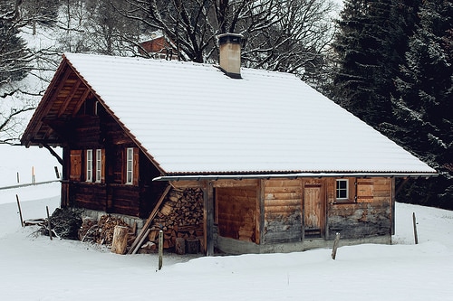 winter cabin photo